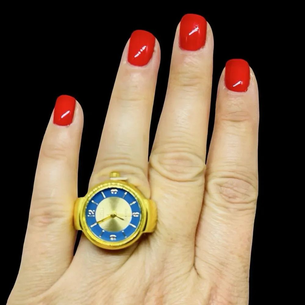 BOZHI Ring Watch Gold Design With Crystals New